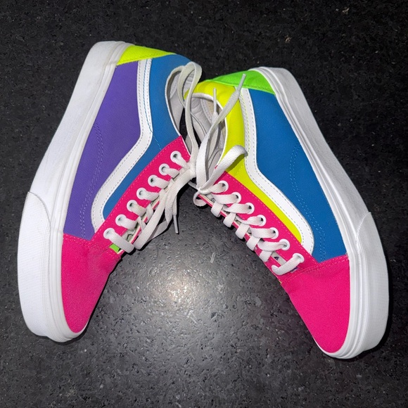 NEW VANS OLD SKOOL COLOR BLOCK  NEON FLUORESCENT BRIGHT SNEAKERS SZ M, W 9.5 - Picture 5 of 10